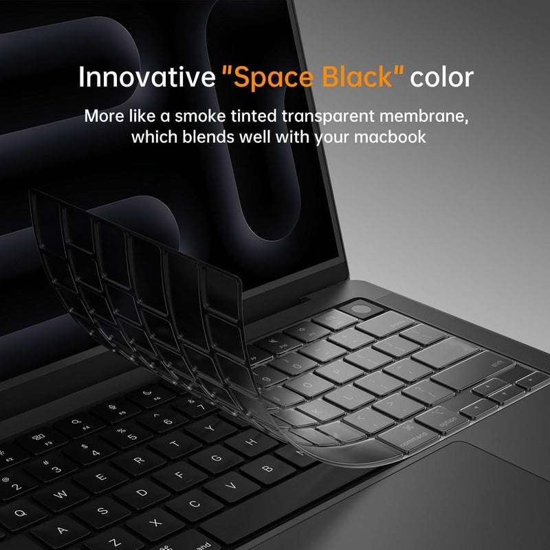 CaseBuy Premium Keyboard Cover for 2025-2023 MacBook Pro 14 16 inch M5 M4 M3 Pro/Max Chip Liquid Retina Display & Touch ID Keyboard Protector Accessories -Space Black - Image 4